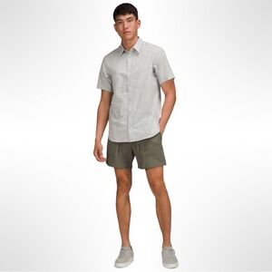 Lululemon Airing Easy Short Sleeve Button Down Shirt Crunch Max Vapor Seal Grey